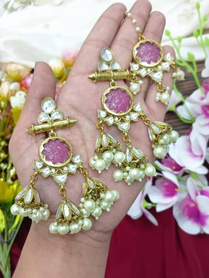 Pakistani Gorgeous Jewellery Set - Light Violet