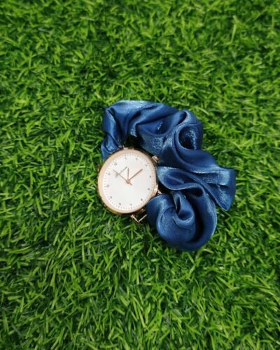 Silk Scrunchy Wrist Watch - Blue