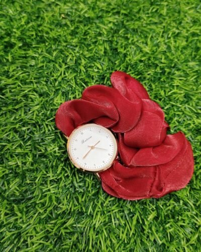 Silk Scrunchy Wrist Watch - Red