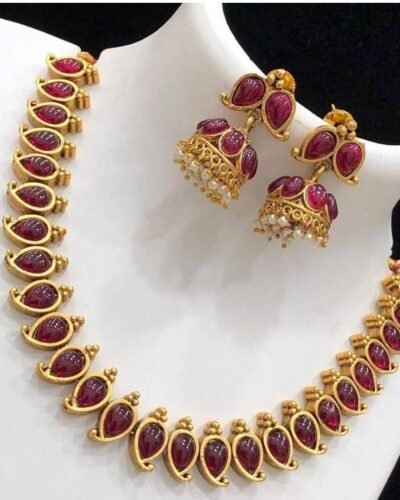 South Indian Necklace Set - Maroon